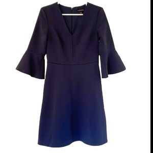 BANANA REPUBLIC dress size 4 navy blue bell sleeves 3/4 length sleeves